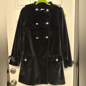 Vintage Black Velvet Double-Breasted Pea Coat Women’s Size XS / Small